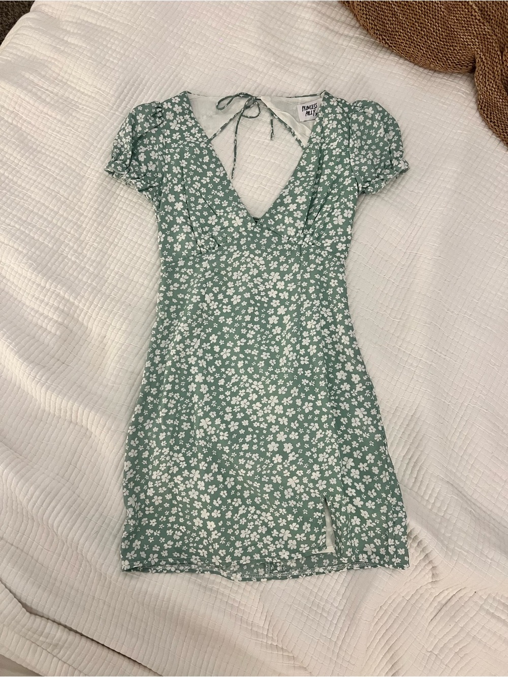 Princess Polly Green Floral Backless Mini Dress